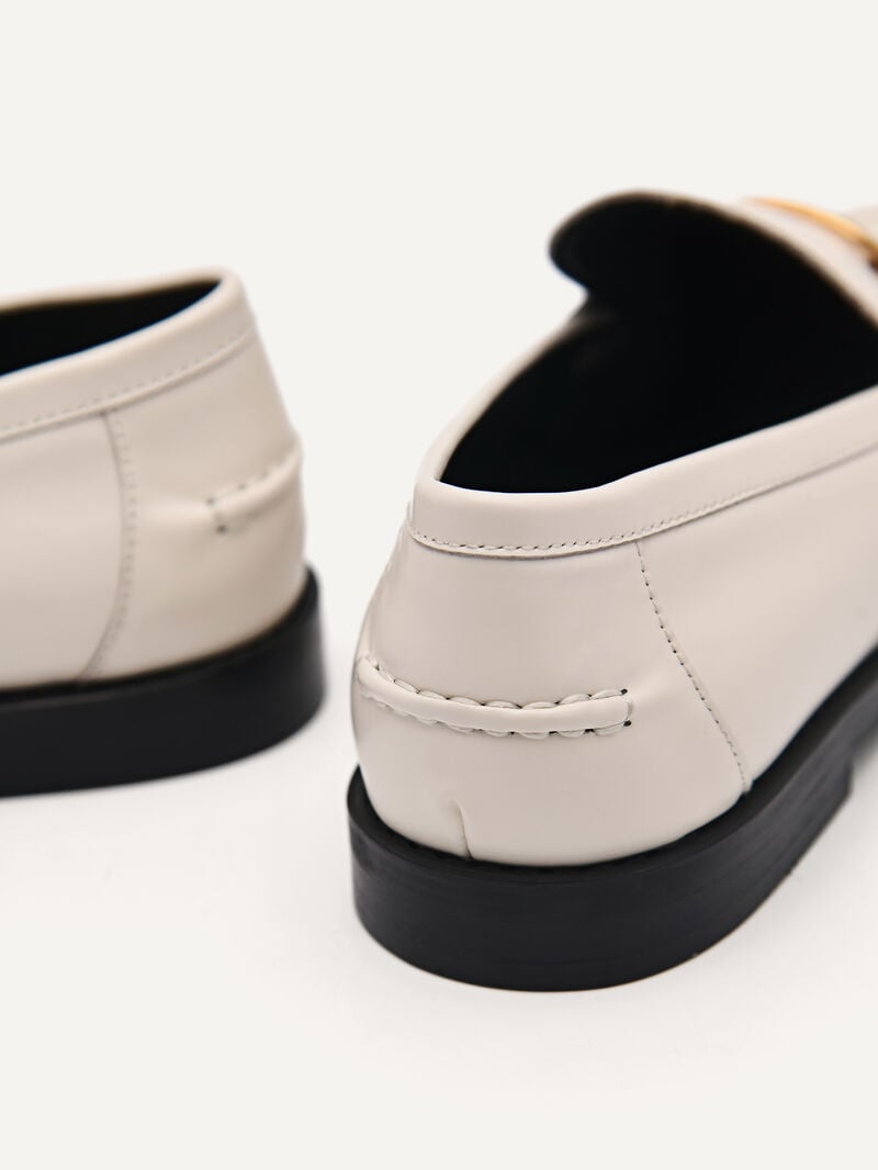 Pedro Studio Jeanne Leather Loafers Women Flats Chalk | Q9Q-2096