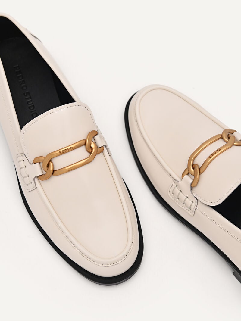 Pedro Studio Jeanne Leather Loafers Women Flats Chalk | Q9Q-2096