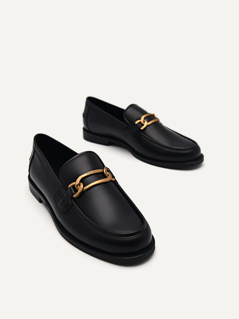Pedro Studio Jeanne Leather Loafers Women Flats Black | Q9Q-2095