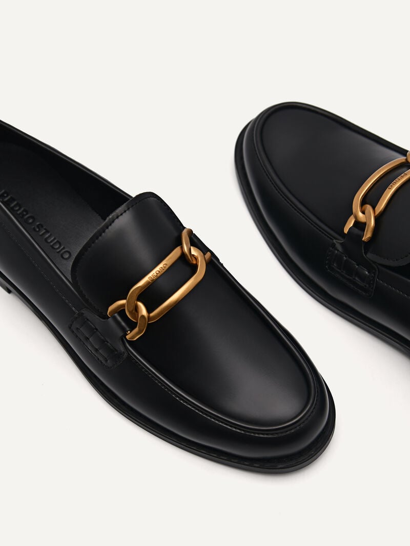 Pedro Studio Jeanne Leather Loafers Women Flats Black | Q9Q-2095