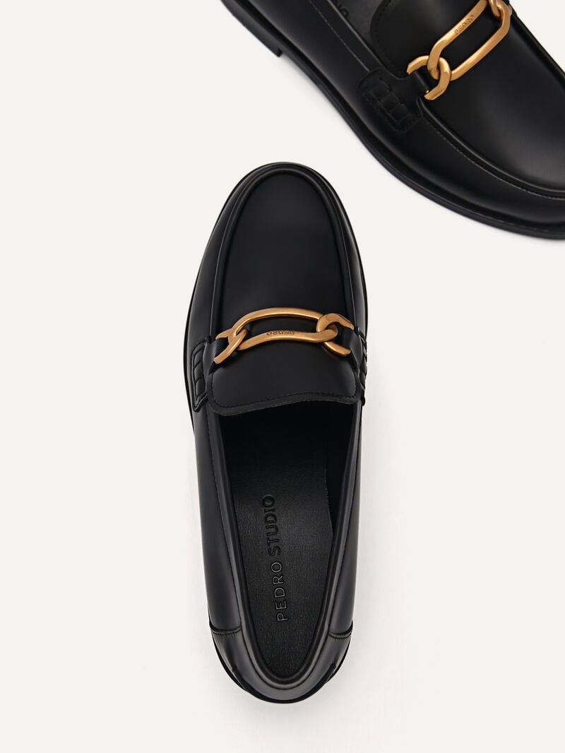 Pedro Studio Jeanne Leather Loafers Women Flats Black | Q9Q-2095