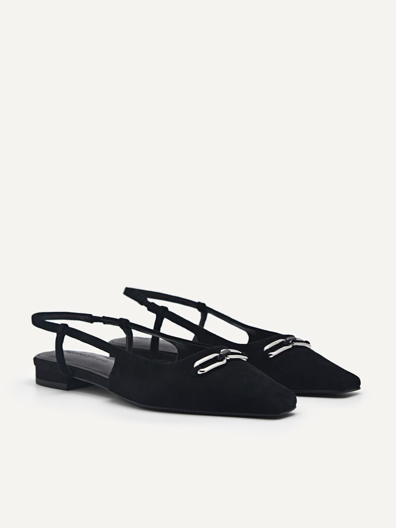 Pedro Studio Kate Leather Ballerina Women Flats Black | Q9Q-2093