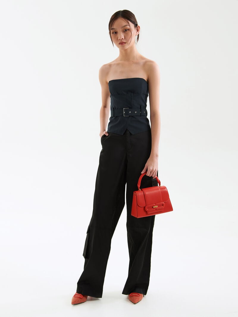 Pedro Studio Kate Leather Handbag Women Top Handle Bags Red | Q9Q-2030