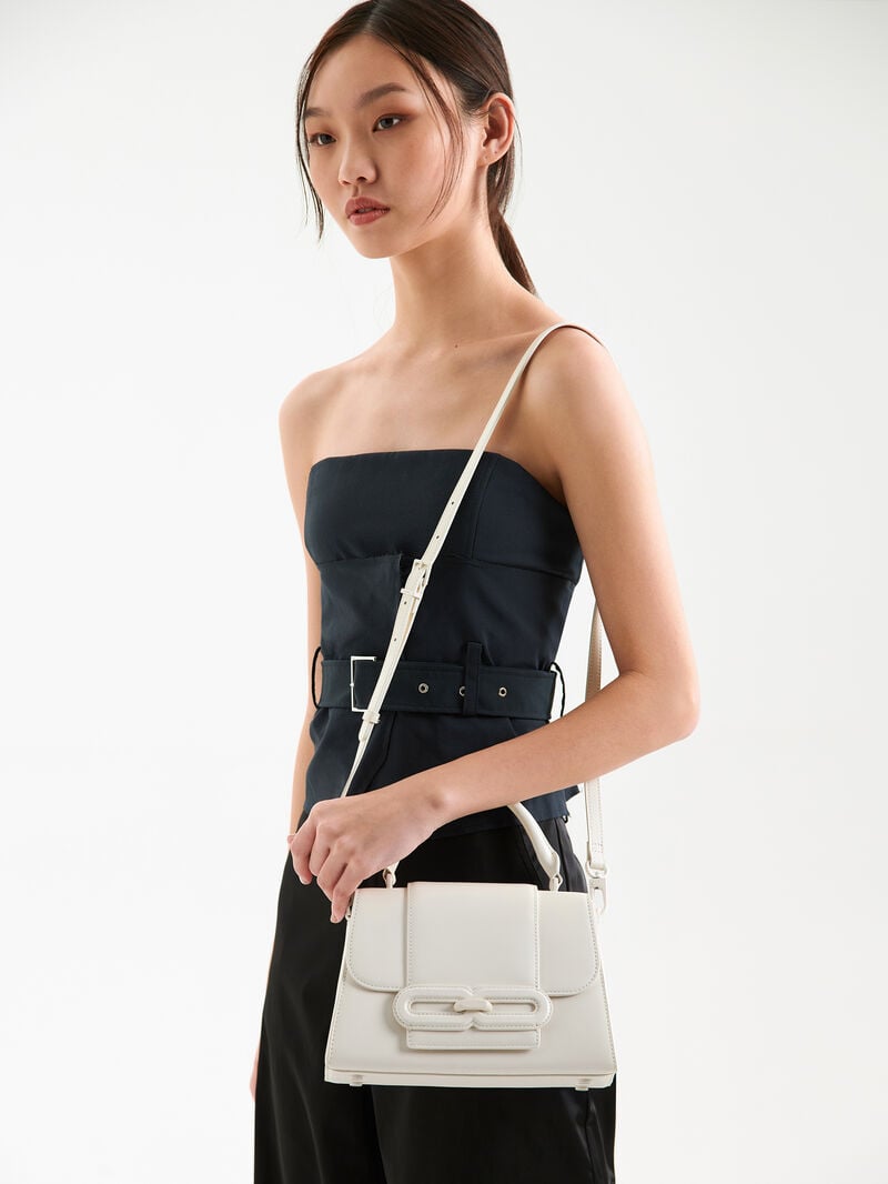 Pedro Studio Kate Leather Handbag Women Top Handle Bags Chalk | Q9Q-2029