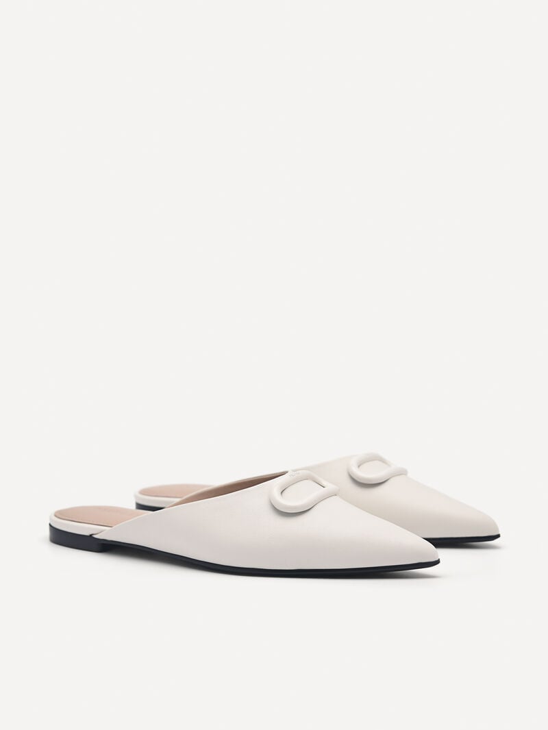 Pedro Studio Kate Leather Mules Women Flats Chalk | Q9Q-2092