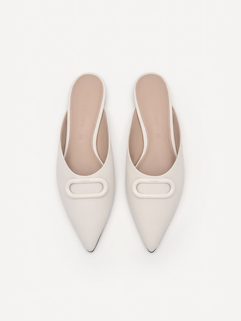 Pedro Studio Kate Leather Mules Women Flats Chalk | Q9Q-2092