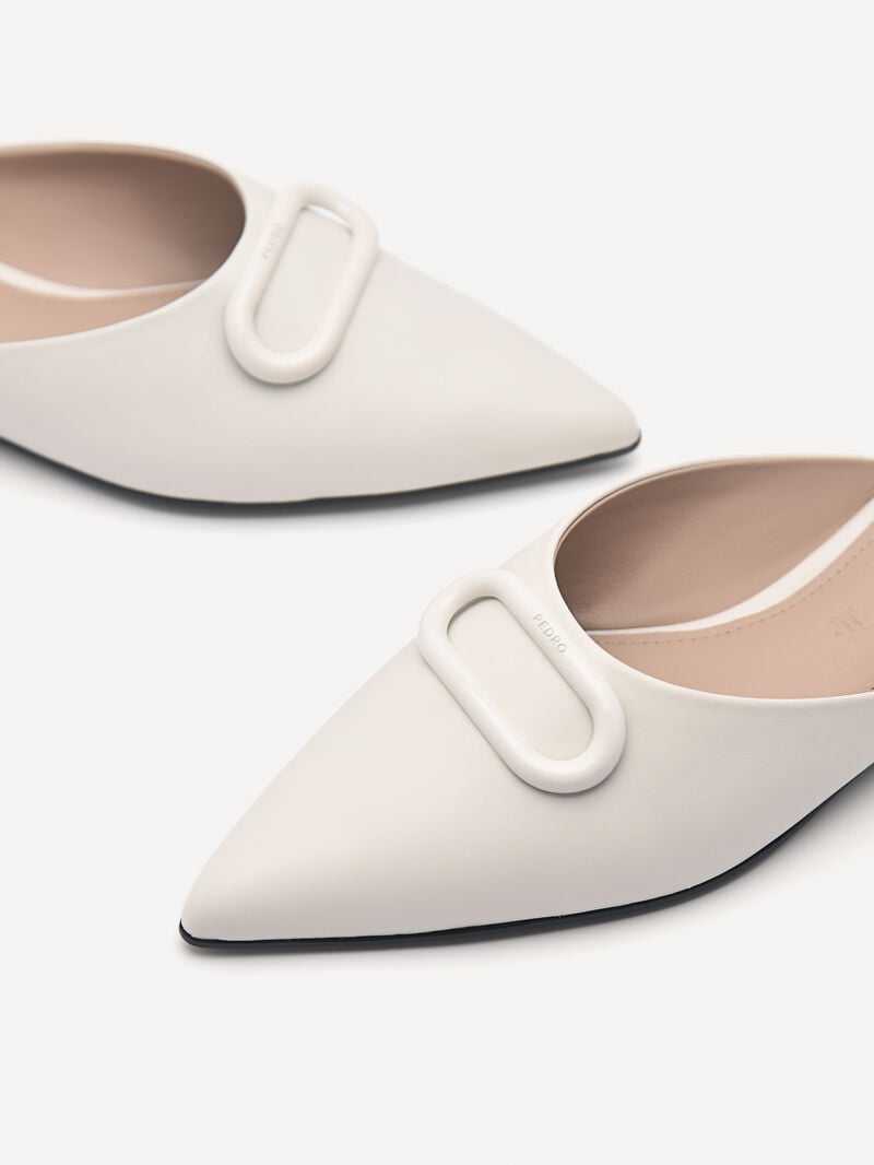 Pedro Studio Kate Leather Mules Women Flats Chalk | Q9Q-2092