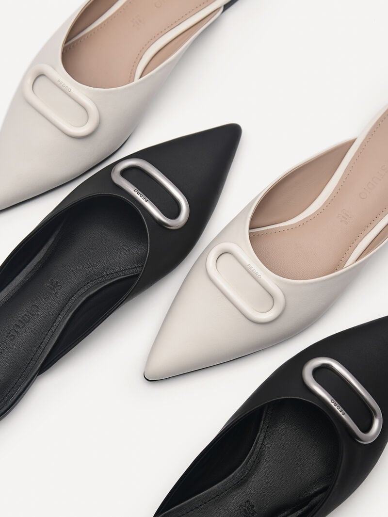 Pedro Studio Kate Leather Mules Women Flats Chalk | Q9Q-2092
