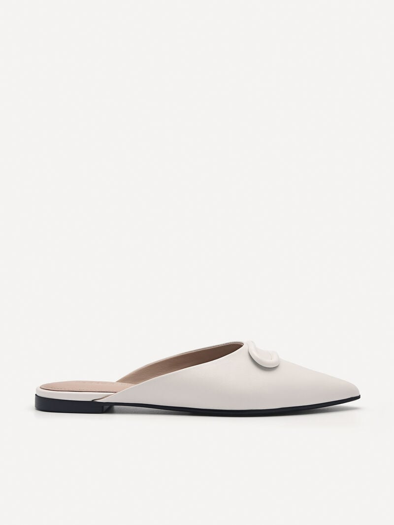 Pedro Studio Kate Leather Mules Women Flats Chalk | Q9Q-2092