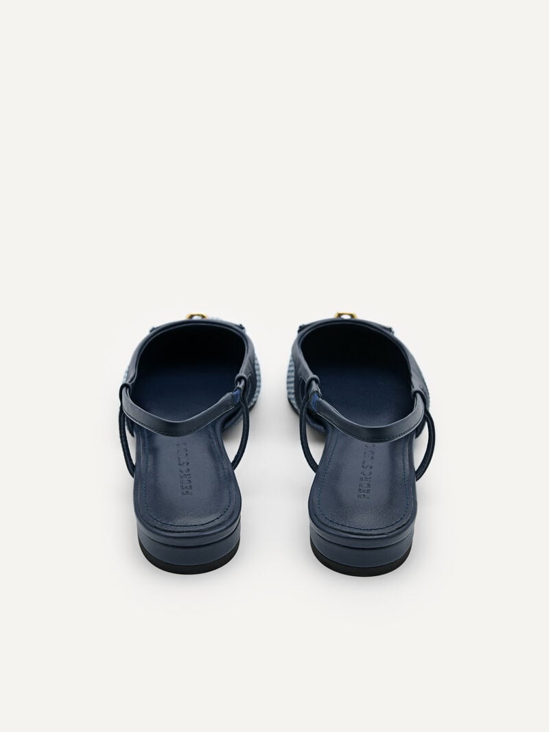 Pedro Studio Kate Woven Ballerina Women Flats Navy | Q9Q-2089