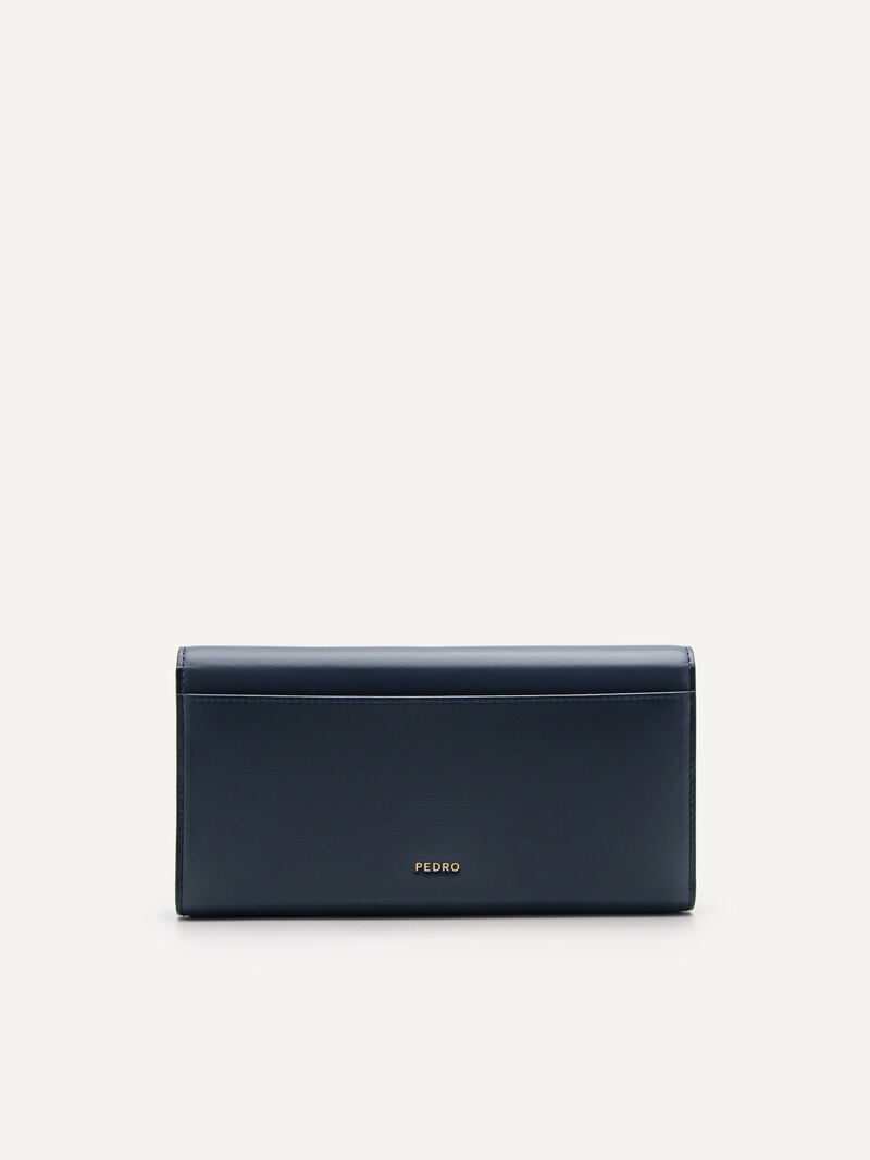 Pedro Studio Leather Bi-Fold Women Wallets Navy | Q9Q-2001