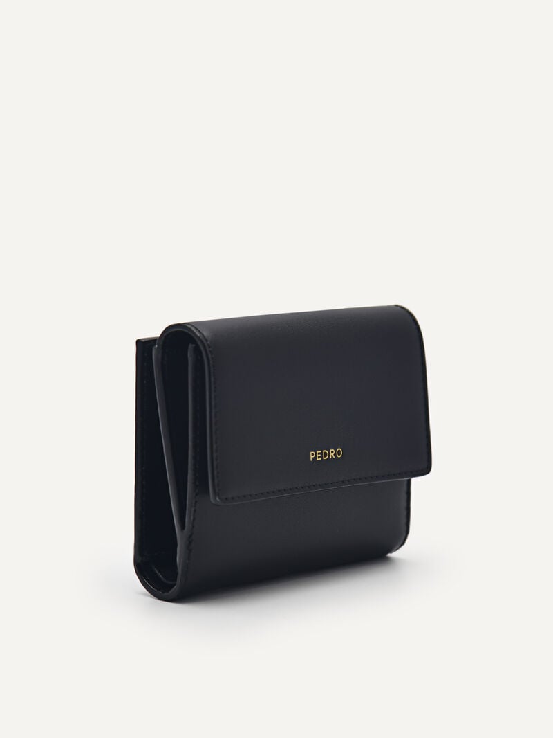 Pedro Studio Leather Tri-Fold Women Wallets Black | Q9Q-1978