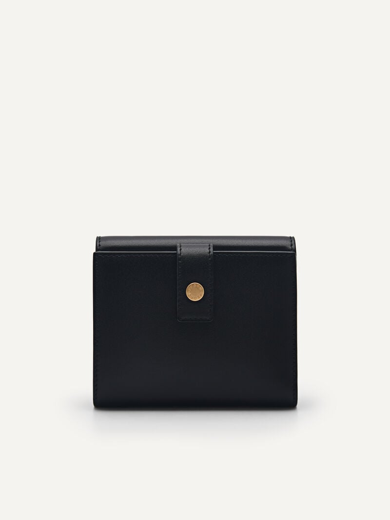 Pedro Studio Leather Tri-Fold Women Wallets Black | Q9Q-1978