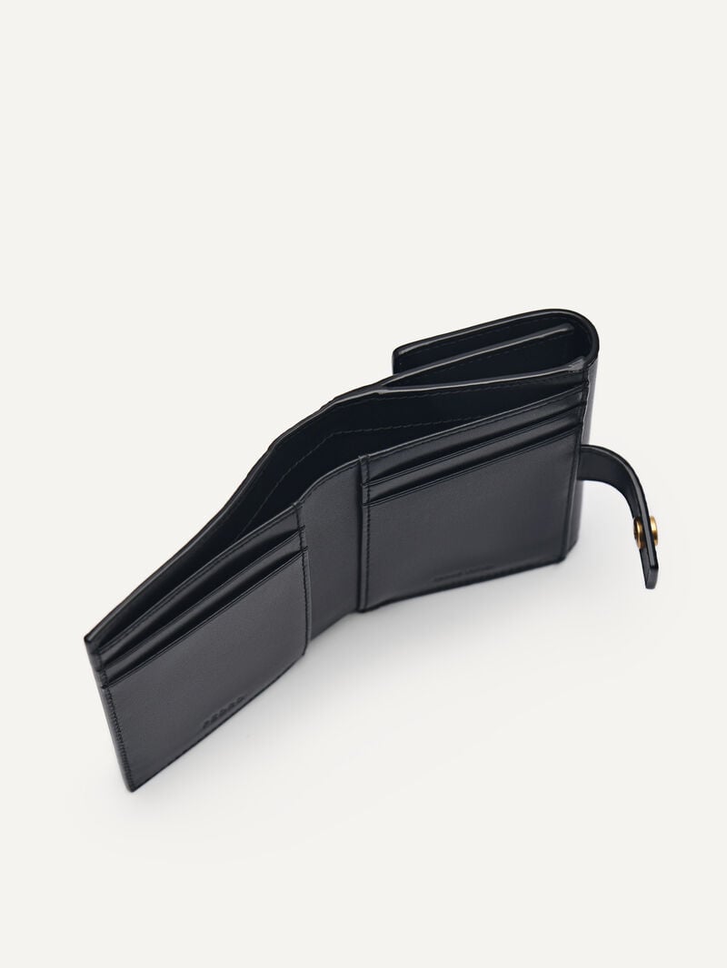 Pedro Studio Leather Tri-Fold Women Wallets Black | Q9Q-1978