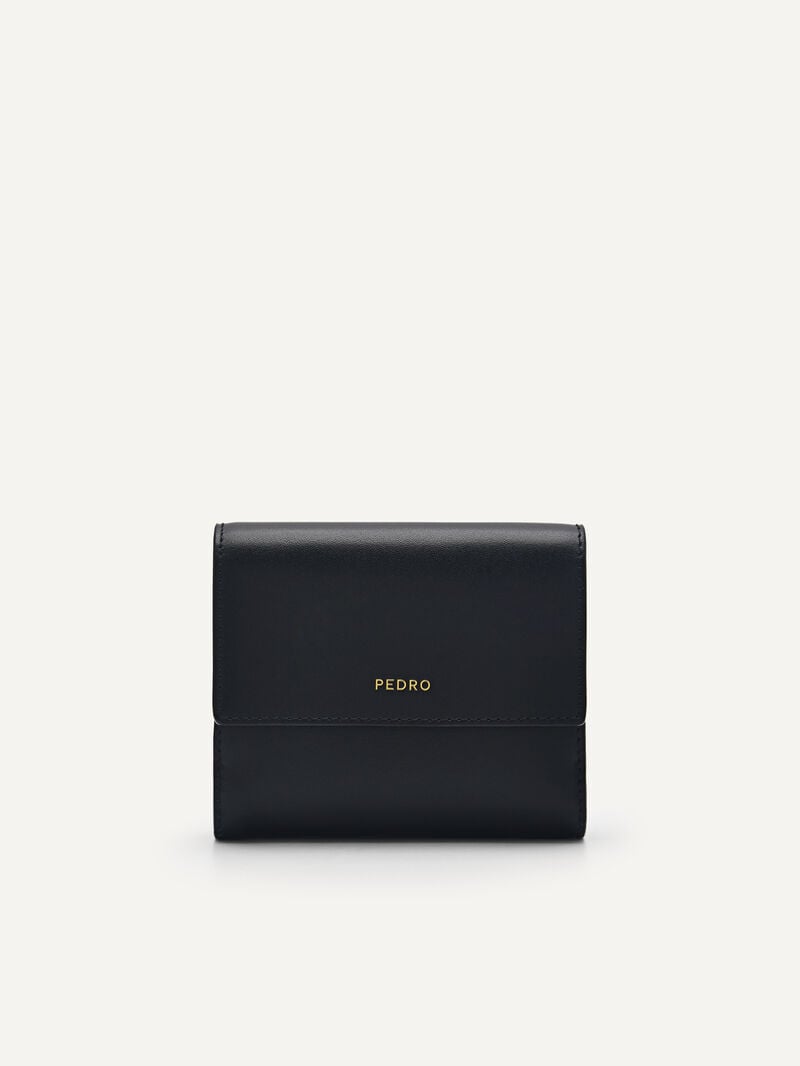 Pedro Studio Leather Tri-Fold Women Wallets Black | Q9Q-1978