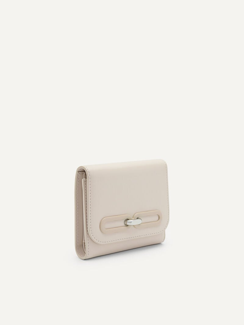 Pedro Studio Leather Tri-Fold Women Wallets Cream | Q9Q-1976