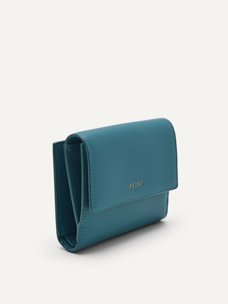 Pedro Studio Leather Tri-Fold Women Wallets Teal | Q9Q-1973