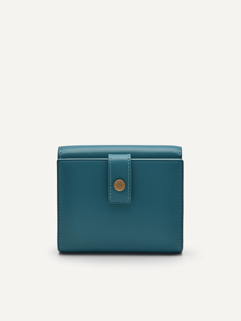 Pedro Studio Leather Tri-Fold Women Wallets Teal | Q9Q-1973