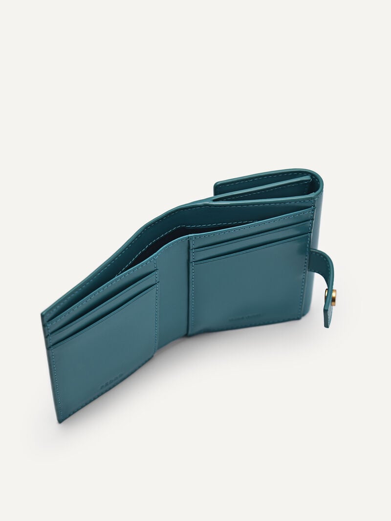 Pedro Studio Leather Tri-Fold Women Wallets Teal | Q9Q-1973