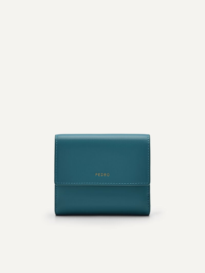 Pedro Studio Leather Tri-Fold Women Wallets Teal | Q9Q-1973