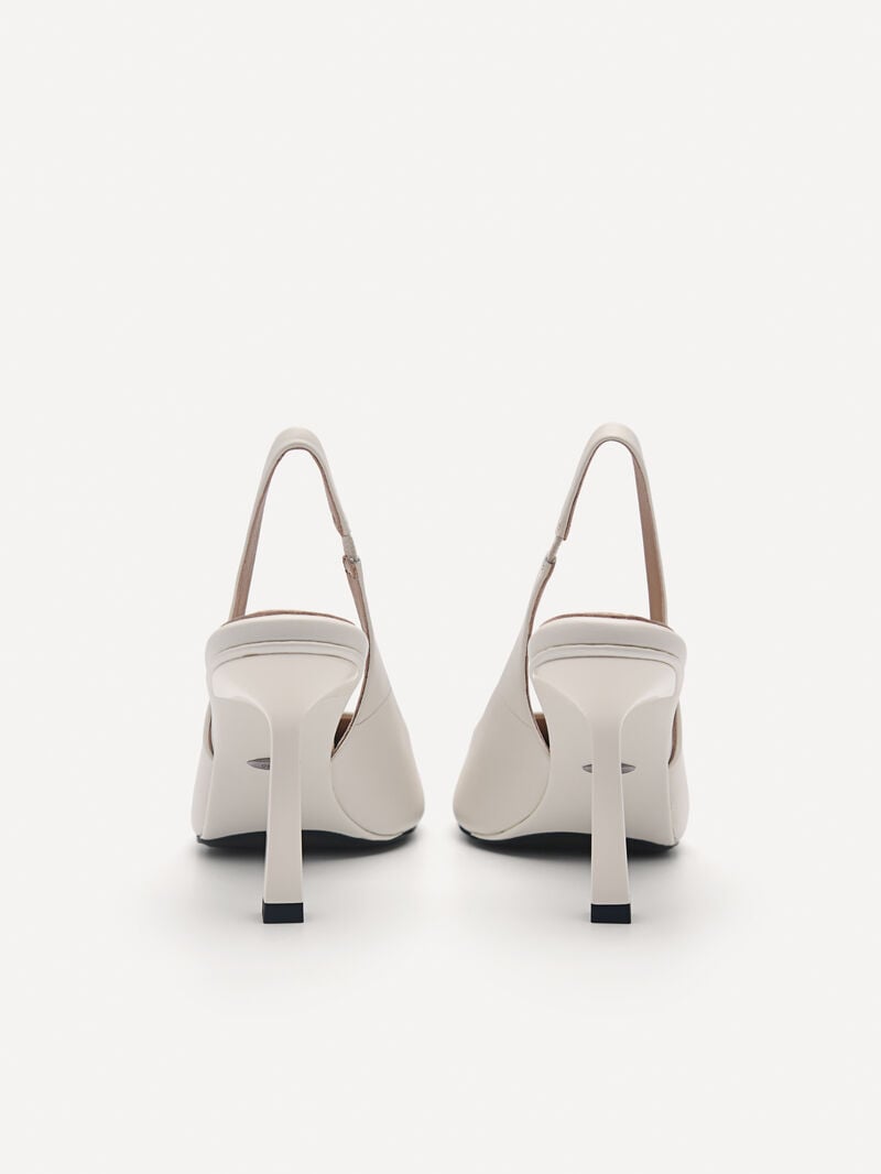 Pedro Studio Liza Leather Slingback Women Pumps Chalk | Q9Q-2062