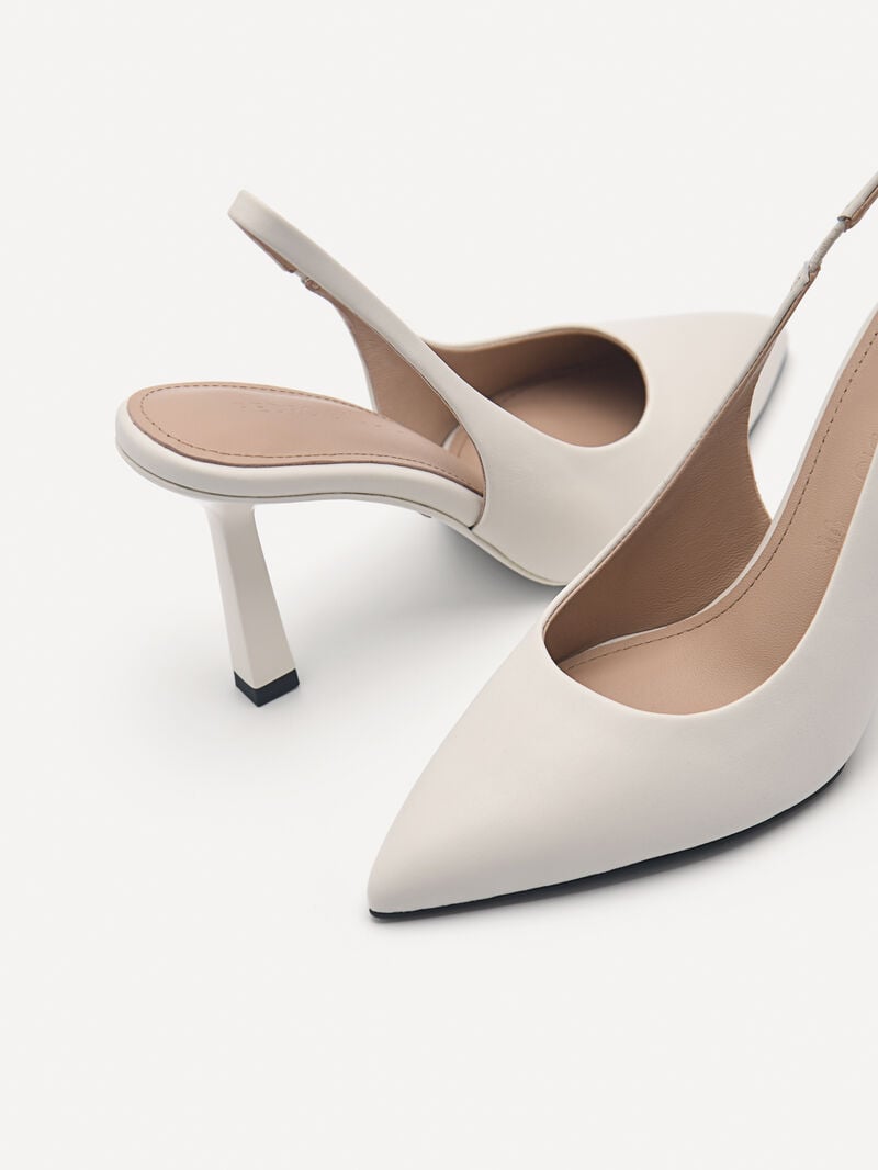 Pedro Studio Liza Leather Slingback Women Pumps Chalk | Q9Q-2062