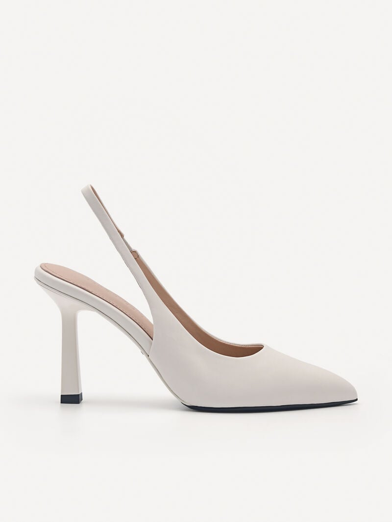 Pedro Studio Liza Leather Slingback Women Pumps Chalk | Q9Q-2062