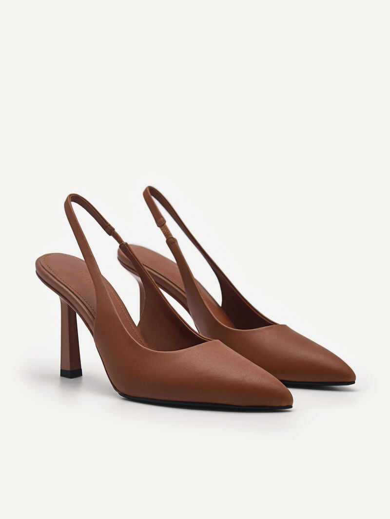 Pedro Studio Liza Leather Slingback Women Pumps Brown | Q9Q-2061