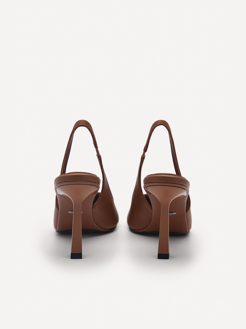 Pedro Studio Liza Leather Slingback Women Pumps Brown | Q9Q-2061