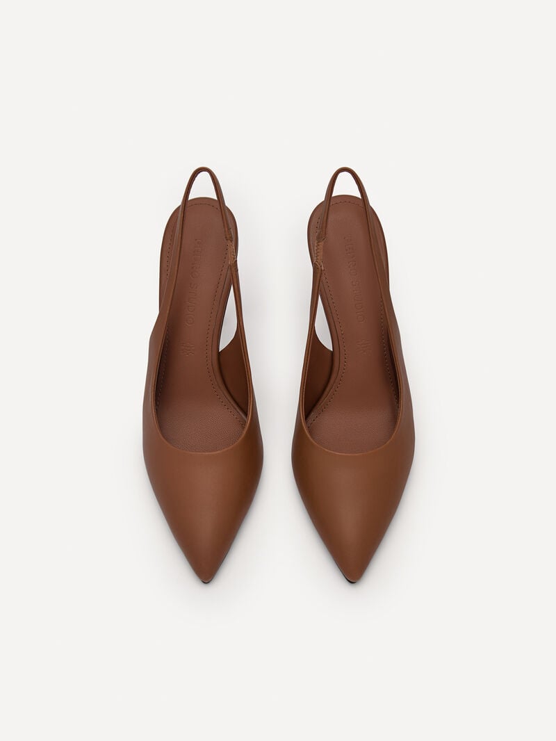 Pedro Studio Liza Leather Slingback Women Pumps Brown | Q9Q-2061