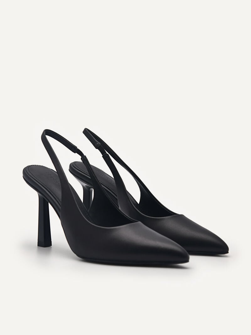 Pedro Studio Liza Leather Slingback Women Pumps Black | Q9Q-2060