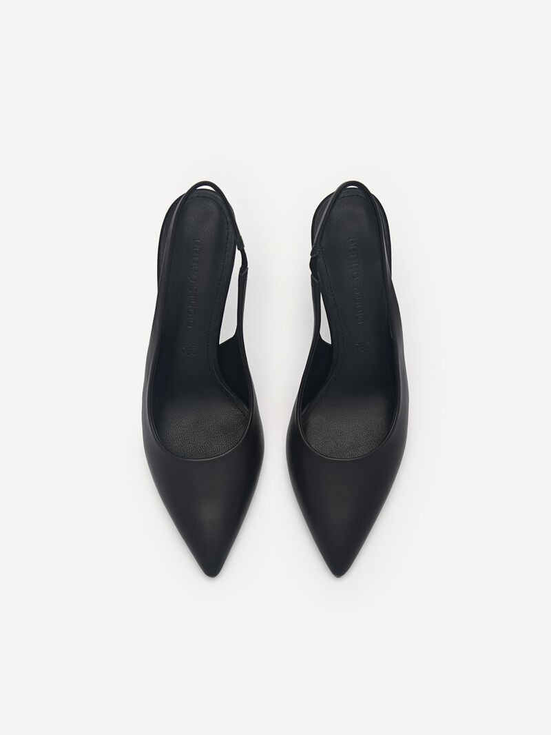 Pedro Studio Liza Leather Slingback Women Pumps Black | Q9Q-2060