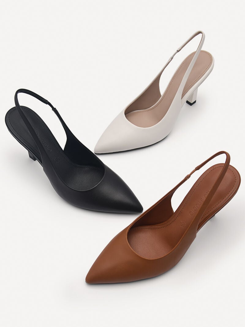 Pedro Studio Liza Leather Slingback Women Pumps Black | Q9Q-2060