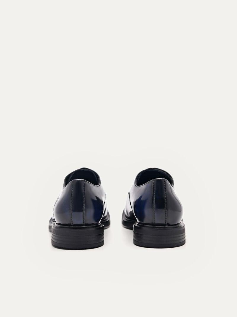 Pedro Studio Lou Leather Derby Shoes Women Flats Navy | Q9Q-2087