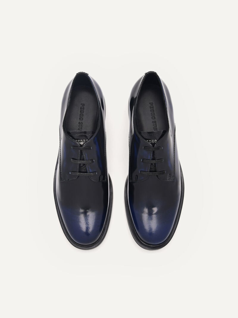 Pedro Studio Lou Leather Derby Shoes Women Flats Navy | Q9Q-2087