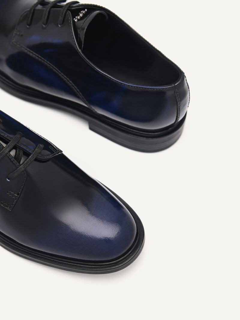Pedro Studio Lou Leather Derby Shoes Women Flats Navy | Q9Q-2087