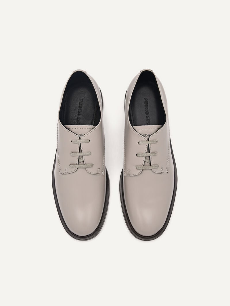 Pedro Studio Lou Leather Derby Shoes Women Flats Grey | Q9Q-2086