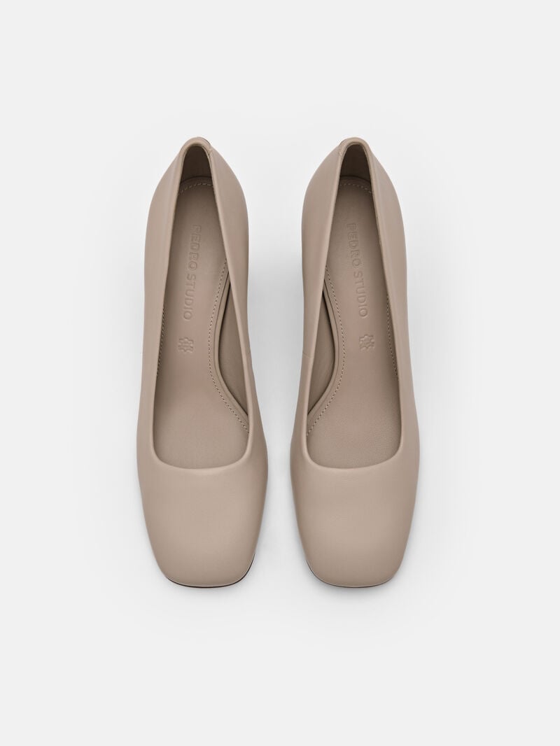 Pedro Studio Marie Leather Women Pumps Taupe | Q9Q-2058