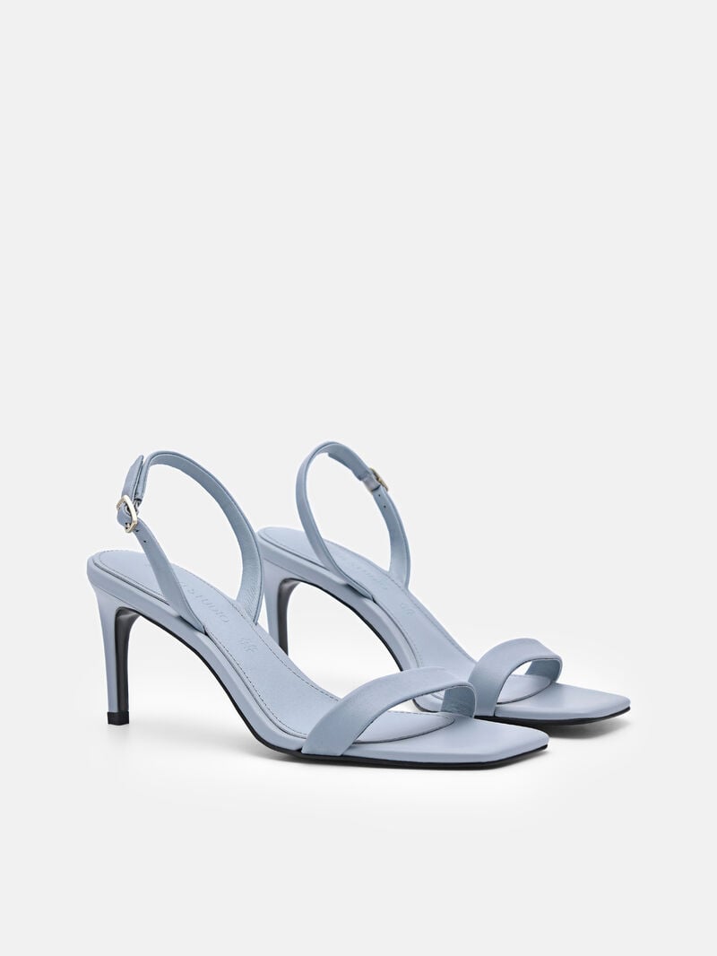 Pedro Studio Mel Leather Women Heel Sandals Slate Blue | Q9Q-2056