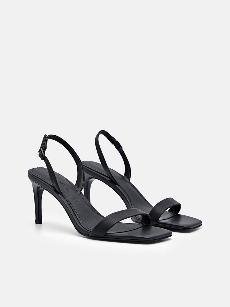 Pedro Studio Mel Leather Women Heel Sandals Black | Q9Q-2054