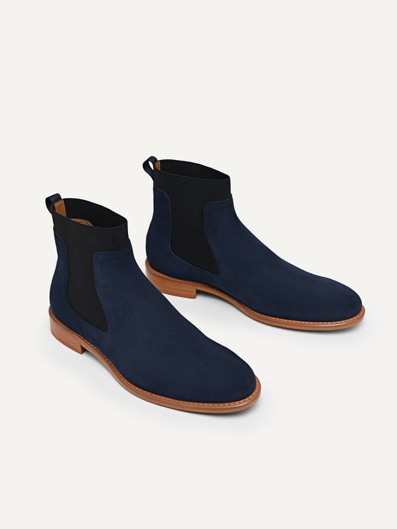 Pedro Suede Leather Chelsea Boots Men Boots Navy | Q9Q-1545