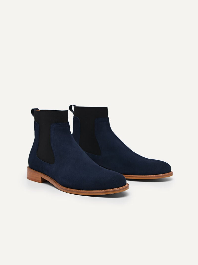 Pedro Suede Leather Chelsea Boots Men Boots Navy | Q9Q-1545