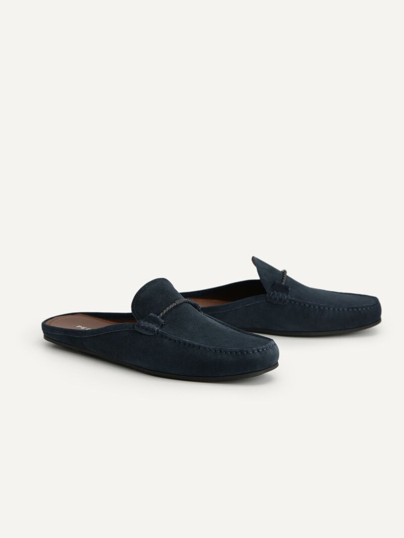Pedro Suede Moccasins Men Slip Ons Navy | Q9Q-1544
