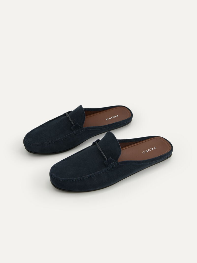 Pedro Suede Moccasins Men Slip Ons Navy | Q9Q-1544