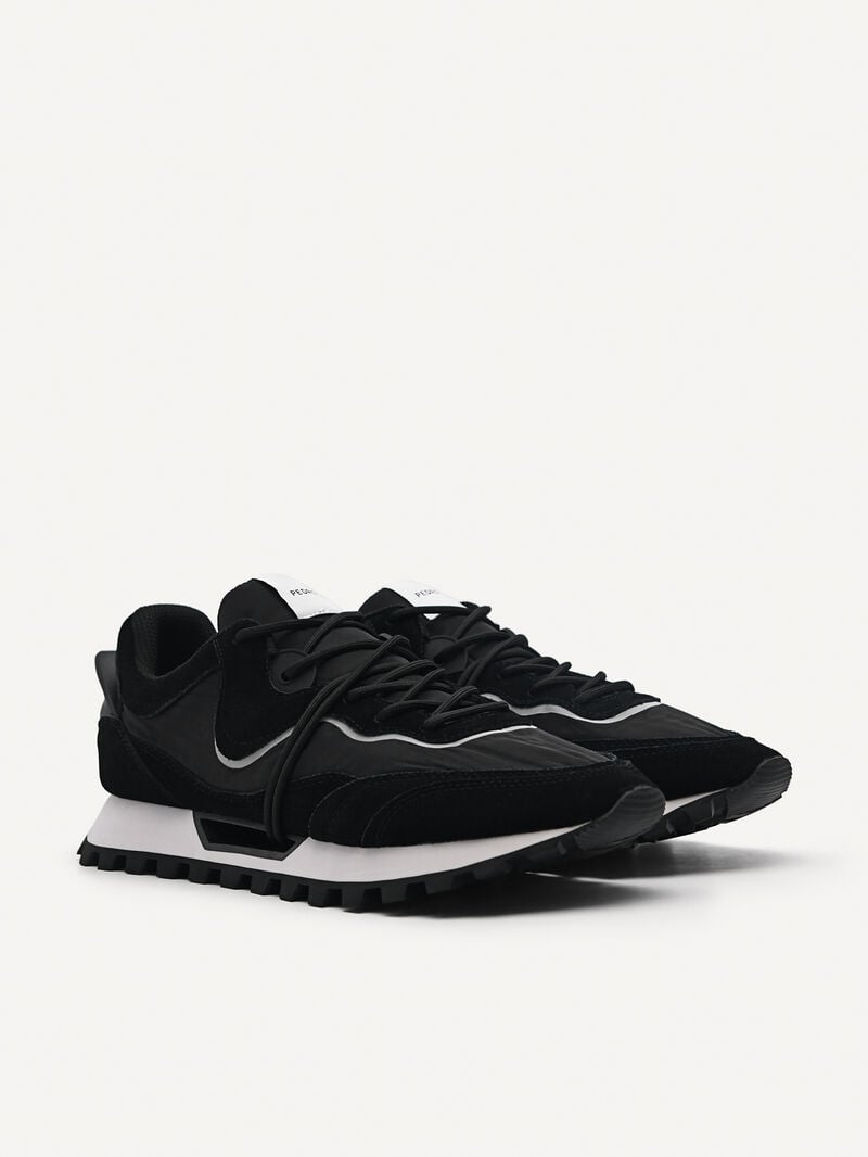 Pedro Suede Spur Sneakers Men Low Top Sneakers Black | Q9Q-1540