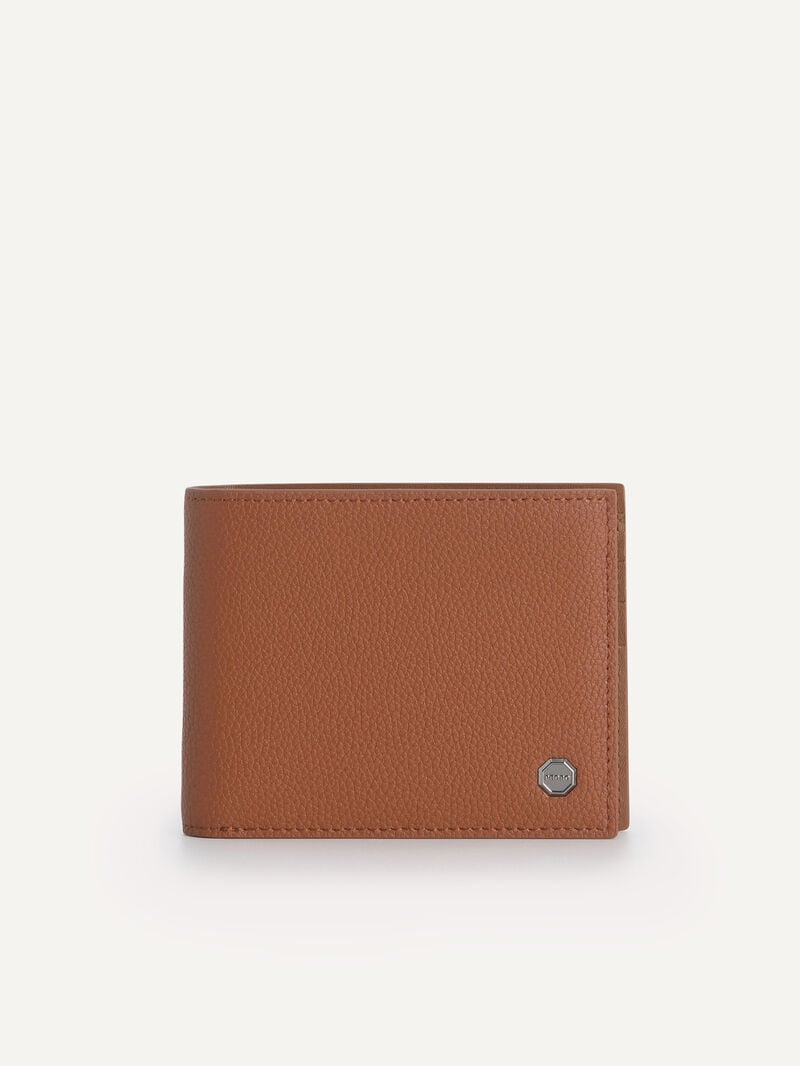 Pedro Textured Leather Bi-Fold with Insert Men Wallets Cognac | Q9Q-902