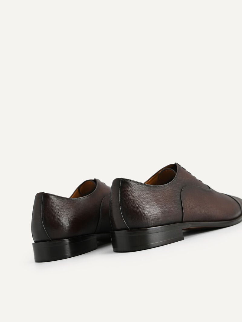 Pedro Textured Leather Men Oxford Shoes Brown | Q9Q-1530