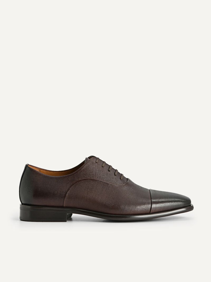Pedro Textured Leather Men Oxford Shoes Brown | Q9Q-1530