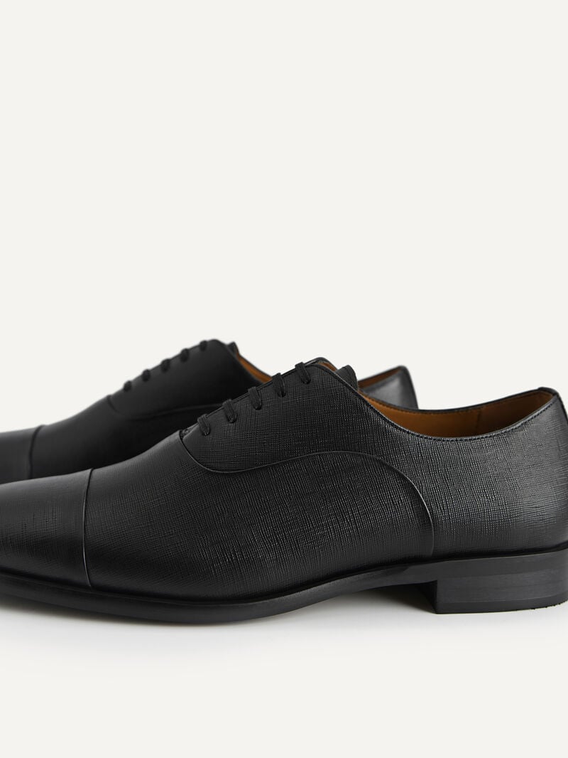 Pedro Textured Leather Men Oxford Shoes Black | Q9Q-1529
