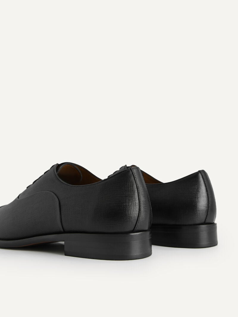 Pedro Textured Leather Men Oxford Shoes Black | Q9Q-1529